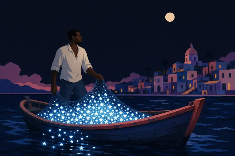 Cover illustration for The Net Full of Stars, B2 Spanish story