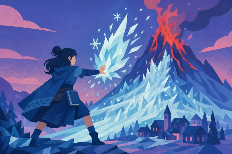 Cover illustration for The Girl Who Froze the Fire, B2 Spanish story