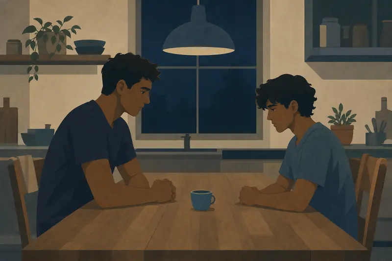 Cover illustration for The Blue Cup, A0 Spanish story