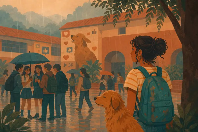 Cover illustration for The Dog Everyone Came to See, B1 Spanish story