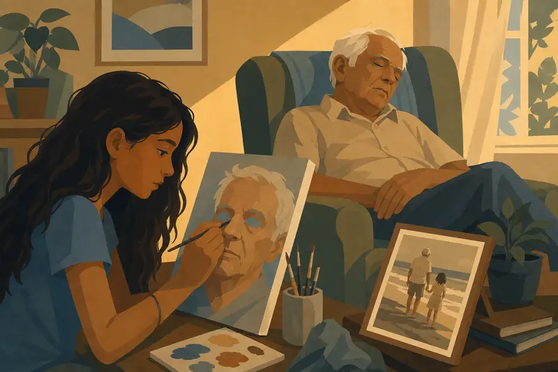 Cover illustration for The Color of His Eyes, A1 Spanish story