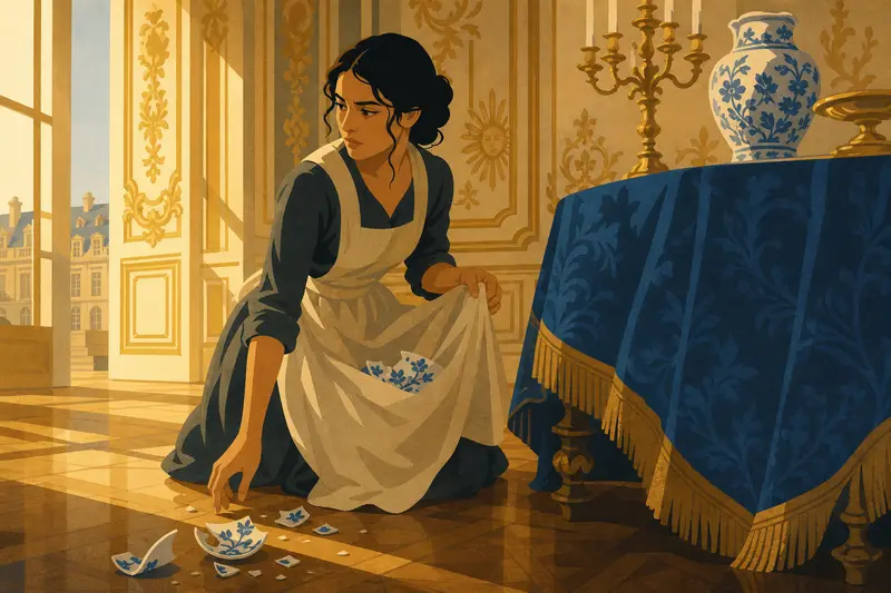 Cover illustration for The Blue Flowers Under the Table, A1 Spanish story