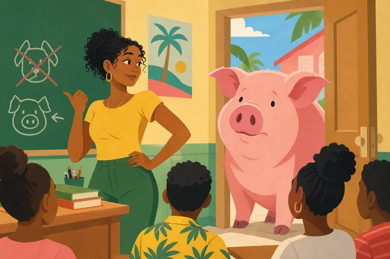 Cover illustration for Inside the Pig, A1 Spanish story