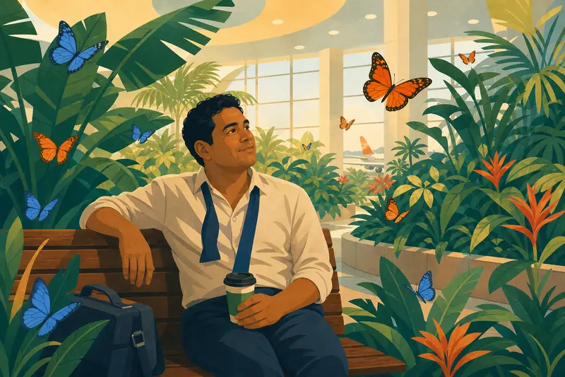 Cover illustration for The Mayor of the Butterfly Garden, B2 Spanish story