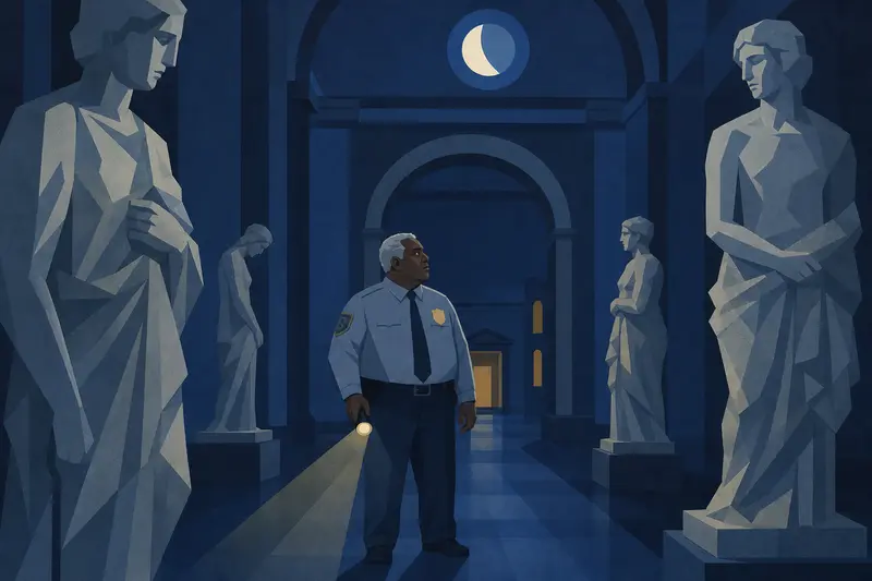 Cover illustration for The Statues That Watch, A1 Spanish story