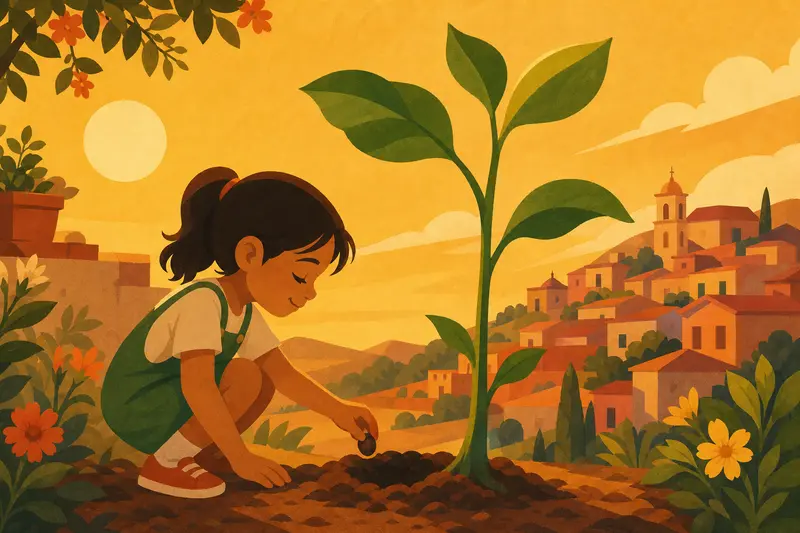 Cover illustration for The Seed That Changed Everything, A2 Spanish story