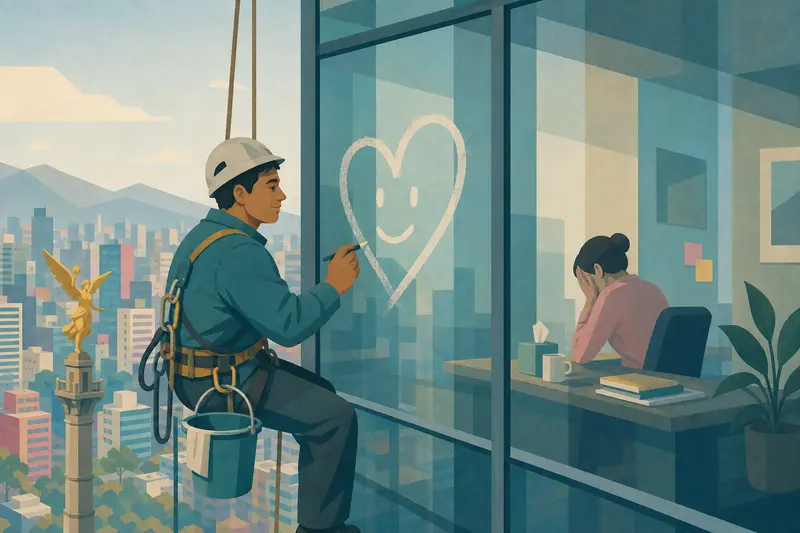 Cover illustration for The Artist on Floor Twenty, A2 Spanish story