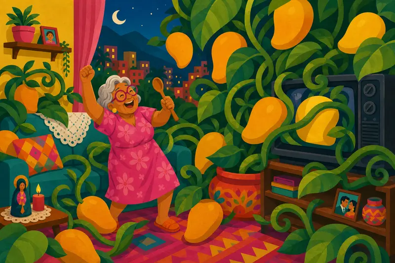 Cover illustration for Mango Night, A0 Spanish story