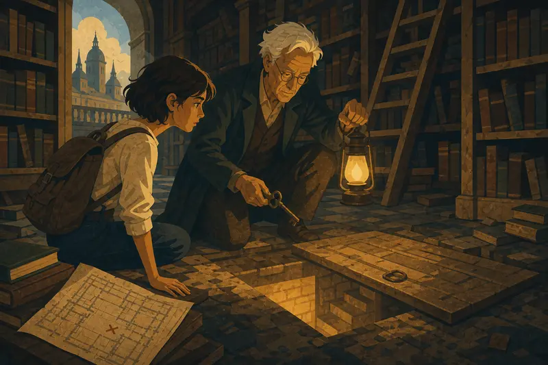 Cover illustration for The Door in the Floor, A1 Spanish story