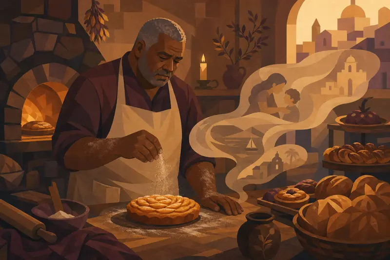 Cover illustration for The Baker Who Seasoned with Memory, C1 Spanish story