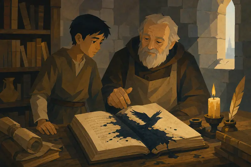 Cover illustration for The Bird in the Black Water, A0 Spanish story
