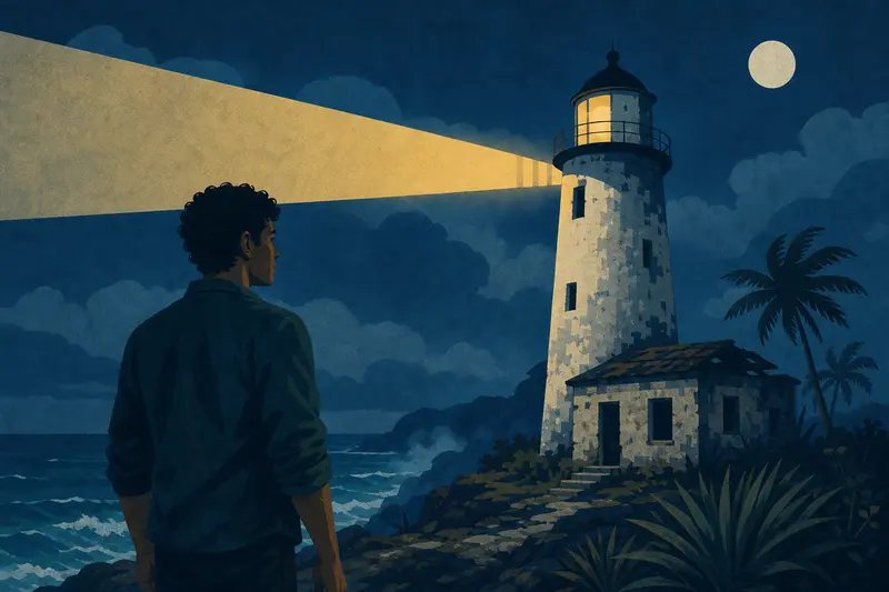 Cover illustration for The Lighthouse That Never Sleeps, B2 Spanish story
