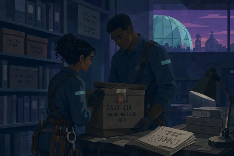 Cover illustration for The Archive of Silence, B2 Spanish story