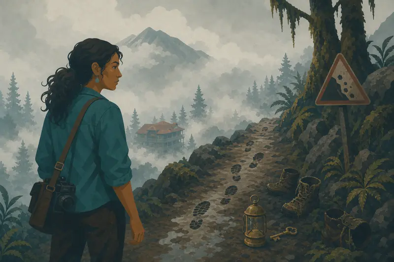 Cover illustration for Where the Footprints End, B1 Spanish story