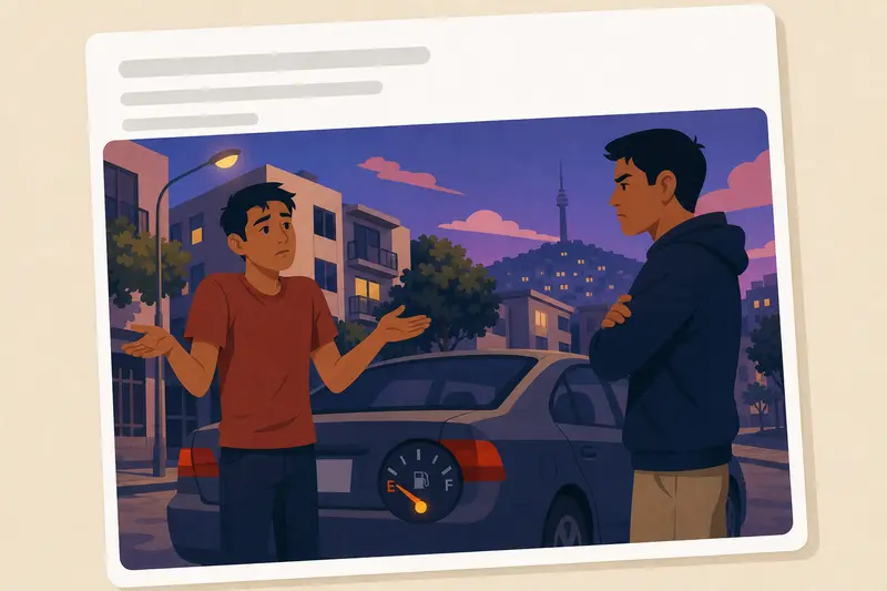 Cover illustration for AITJ for returning my brother's car with an empty gas tank?, A2 Spanish story