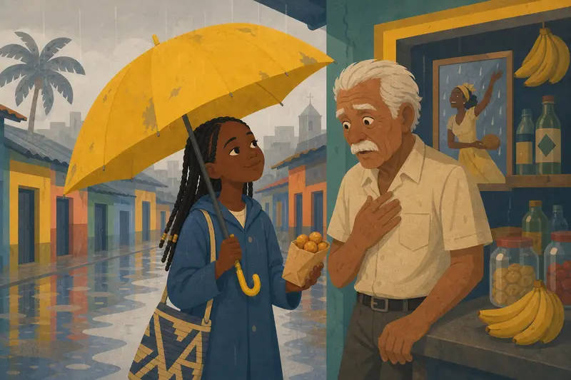 Cover illustration for Rosa Loved the Rain, A2 Spanish story