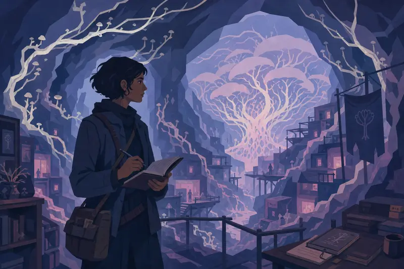 Cover illustration for The Last Archivist of Selves, C1 Spanish story