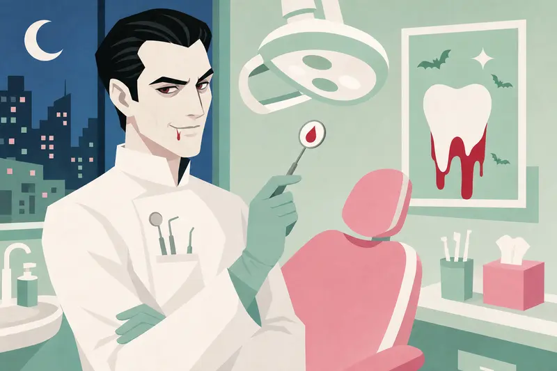 Cover illustration for Open Wide, Please, B1 Spanish story