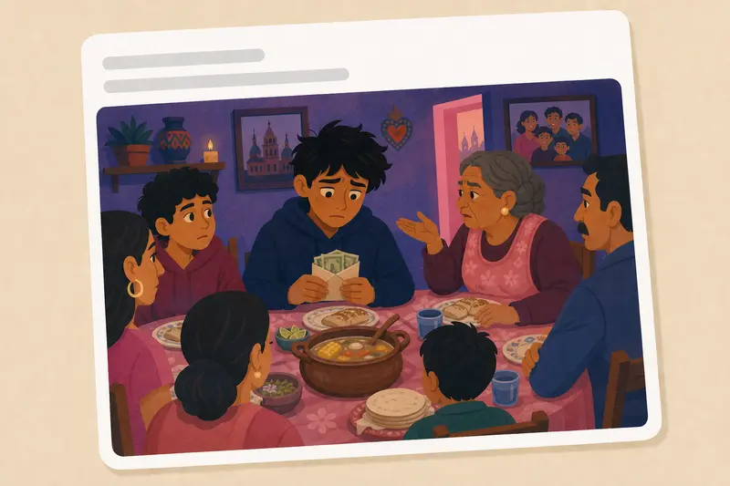 Cover illustration for AITJ for confessing everything at my grandma's Sunday dinner?, A2 Spanish story