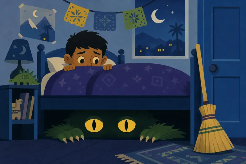 Cover illustration for The Monster Who Needed a Broom, A1 Spanish story