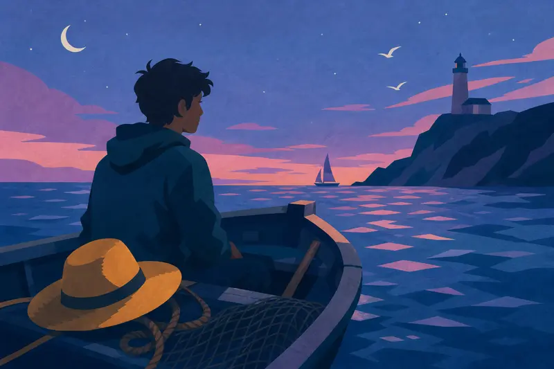 Cover illustration for The Hat and the Sea, A2 Spanish story