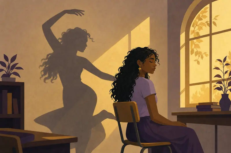 Cover illustration for The Dancing Shadow, A1 Spanish story