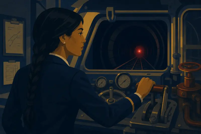 Cover illustration for The Red Light in the Tunnel, A1 Spanish story