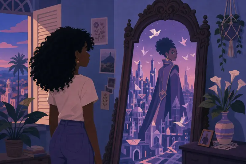Cover illustration for The Mirror Without a Face, B1 Spanish story