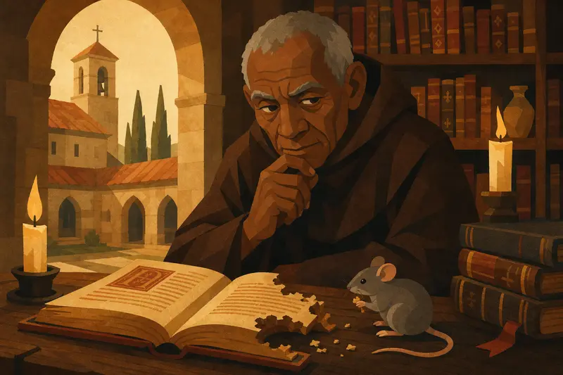 Cover illustration for The Mouse and the Monk, A1 Spanish story