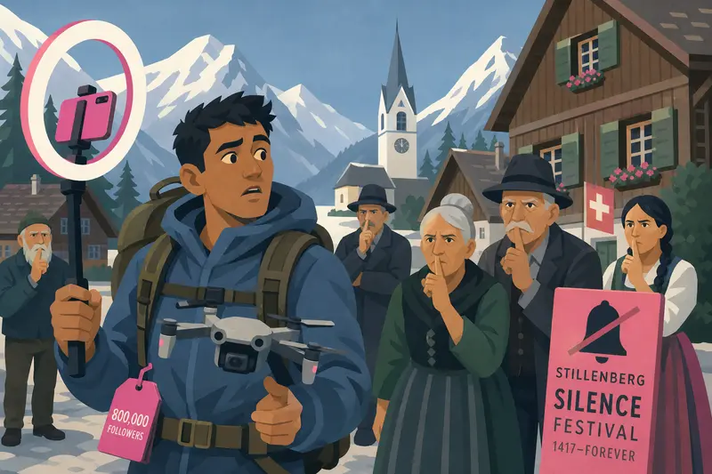Cover illustration for The Loudest Man in Stillenberg, B2 Spanish story