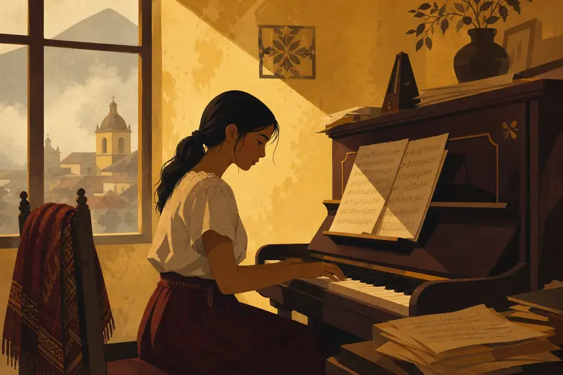 Cover illustration for Three Movements and a Silence, B2 Spanish story