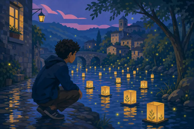 Cover illustration for Living Lanterns, A2 Spanish story