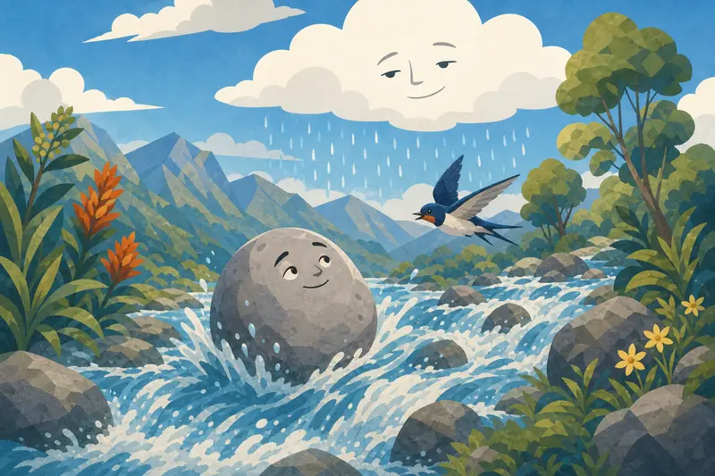 Cover illustration for The River's Cold Song, A1 Spanish story