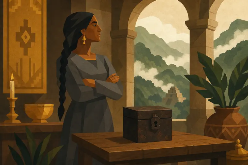 Cover illustration for The Box and the Warm Bread, A0 Spanish story