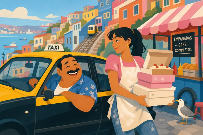 Cover illustration for You Drive, I Eat, A1 Spanish story