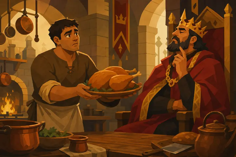Cover illustration for The King Who Never Said Thank You, A1 Spanish story