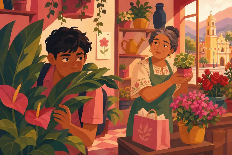 Cover illustration for The Little Green Plan, A1 Spanish story