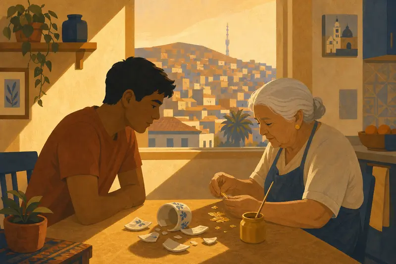 Cover illustration for Lines of Gold, A1 Spanish story