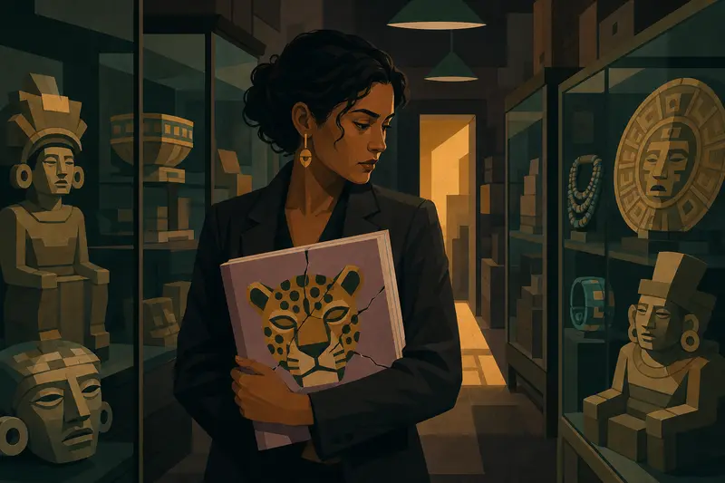 Cover illustration for Seven Cracks in the Jaguar, C1 Spanish story