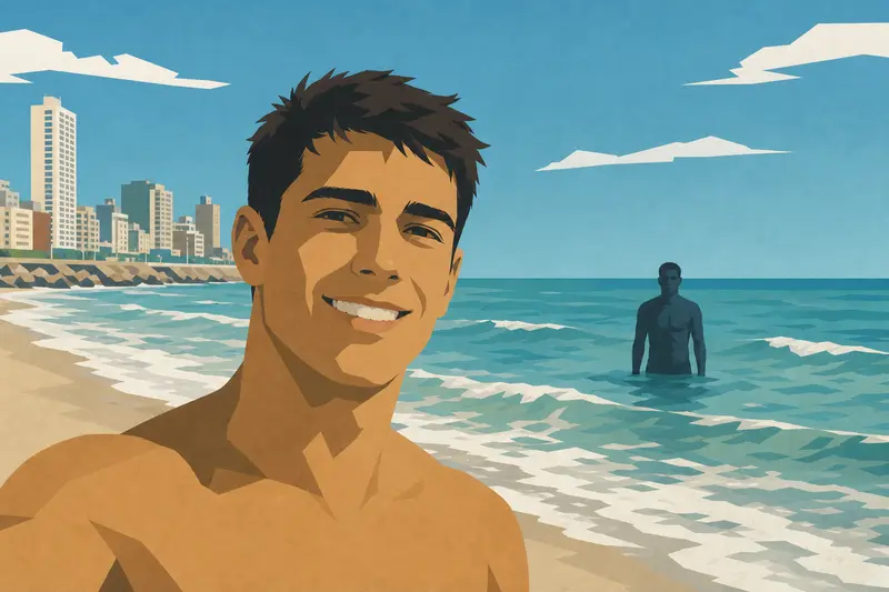 Cover illustration for The Man in the Water, A2 Spanish story