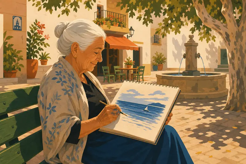 Cover illustration for The Sea on Paper, A1 Spanish story