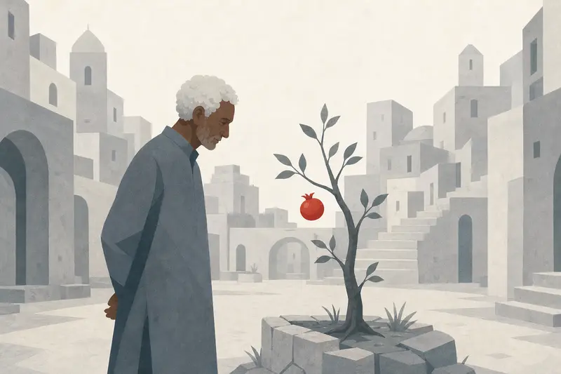 Cover illustration for The Red Food of the Sad City, A0 Spanish story