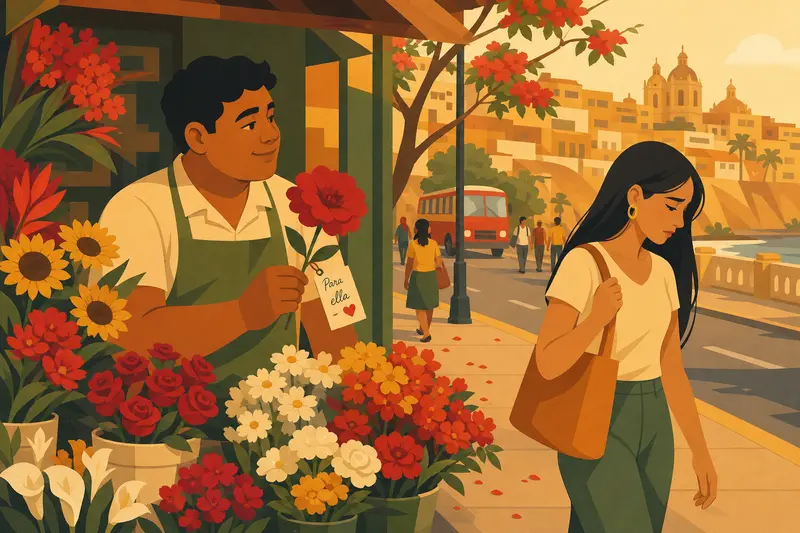 Cover illustration for The Red Flower, A0 Spanish story