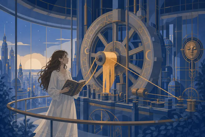 Cover illustration for The Weaver of Dawn, B2 Spanish story