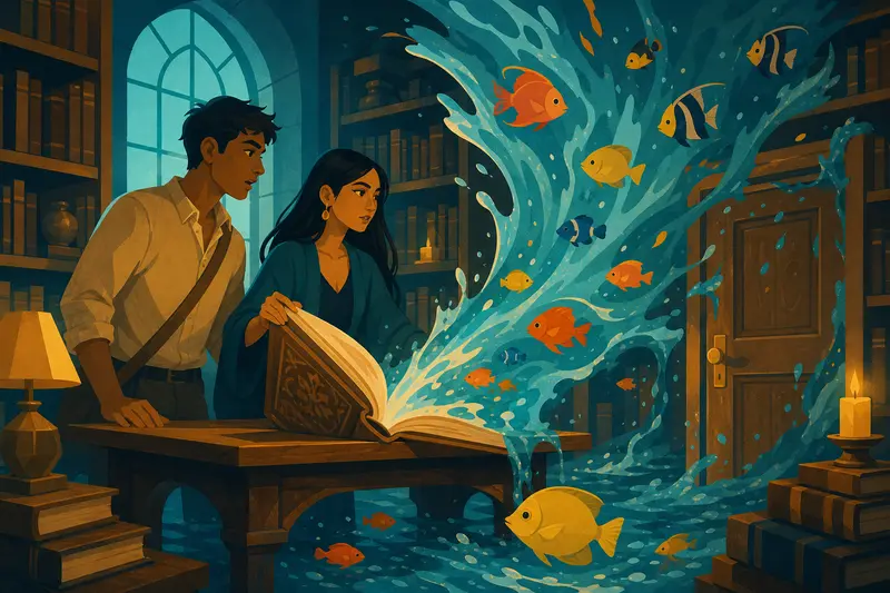 Cover illustration for The Book That Swallowed the Room, A1 Spanish story