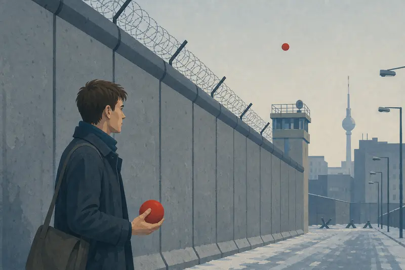 Cover illustration for The Red Ball Over the Wall, A1 Spanish story
