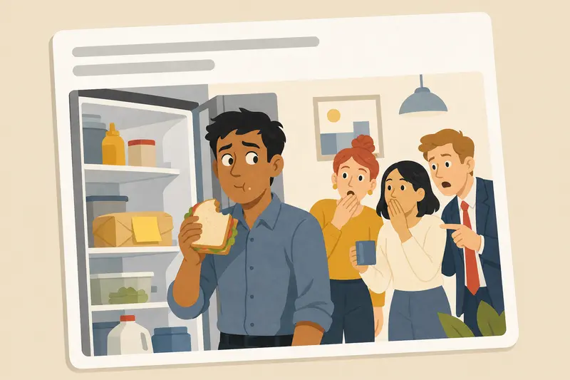 Cover illustration for AITJ for eating my boss's sandwich from the office fridge?, A2 Spanish story