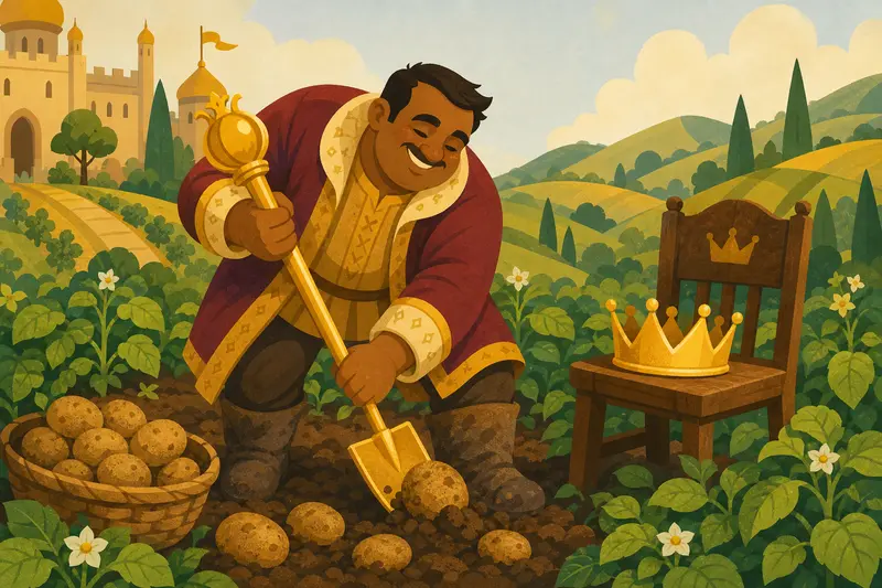 Cover illustration for The Potato King, A1 Spanish story