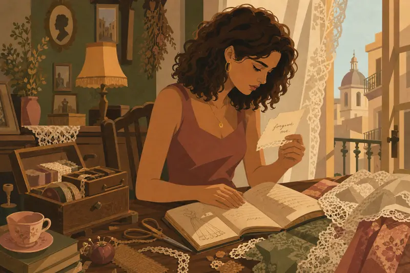 Cover illustration for The Seamstress's Notebook, B1 Spanish story