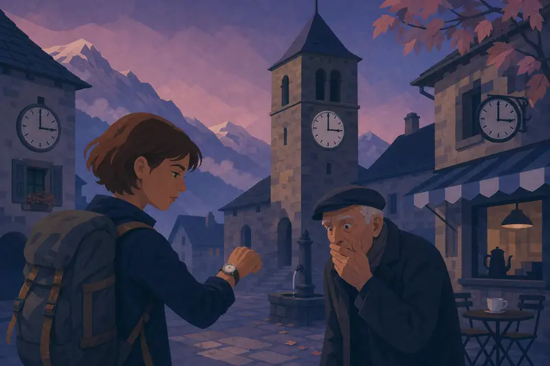 Cover illustration for Three O'Clock Sharp, A1 Spanish story